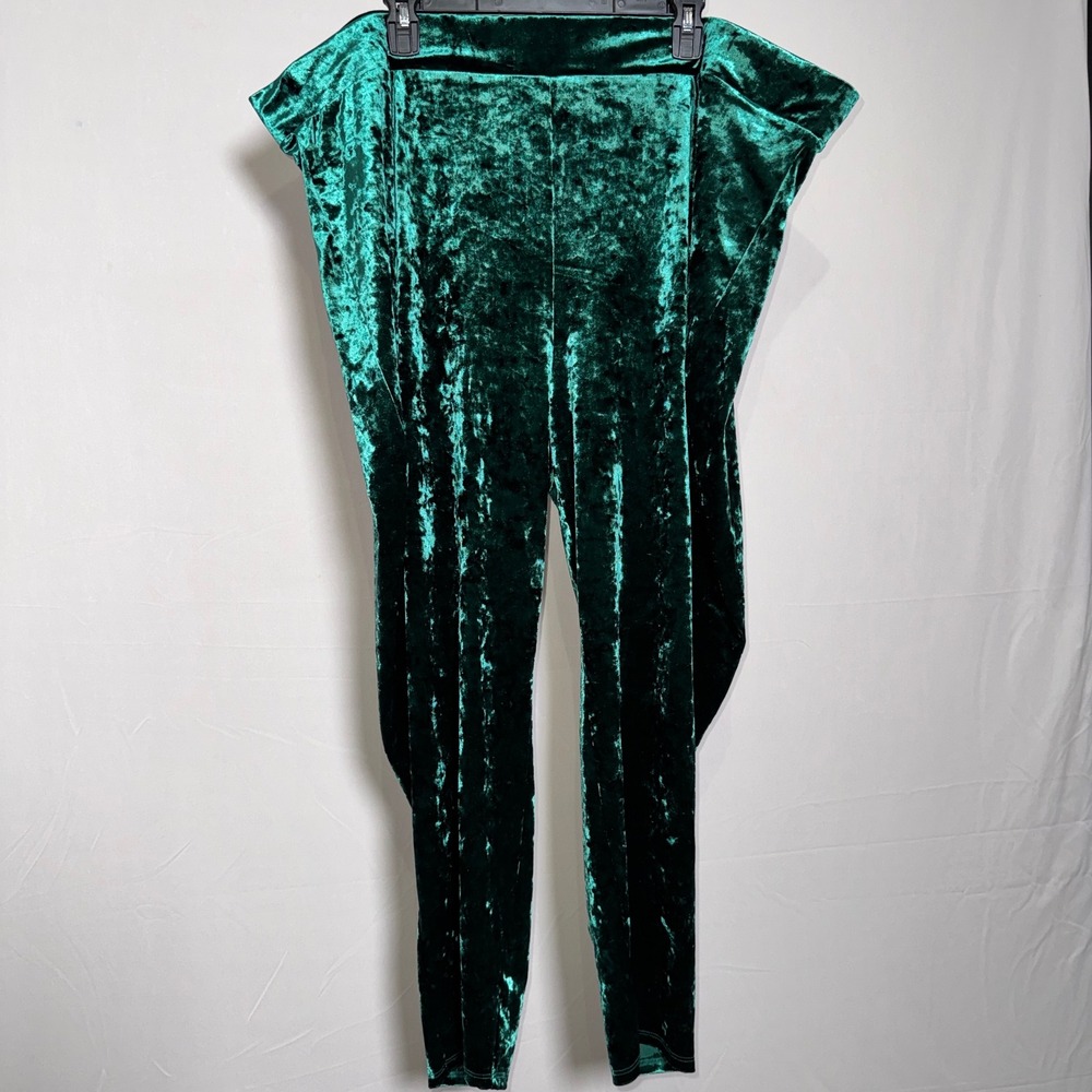 Torrid Emerald Green Crushed Velvet Leggings Plus 6/6X/30W High Rise Jewel Tone